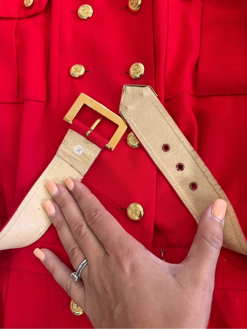 Authentic CHANEL Spring 1989 Karl Lagerfeld red belt dress vintage size 36 - Picture 11 of 13